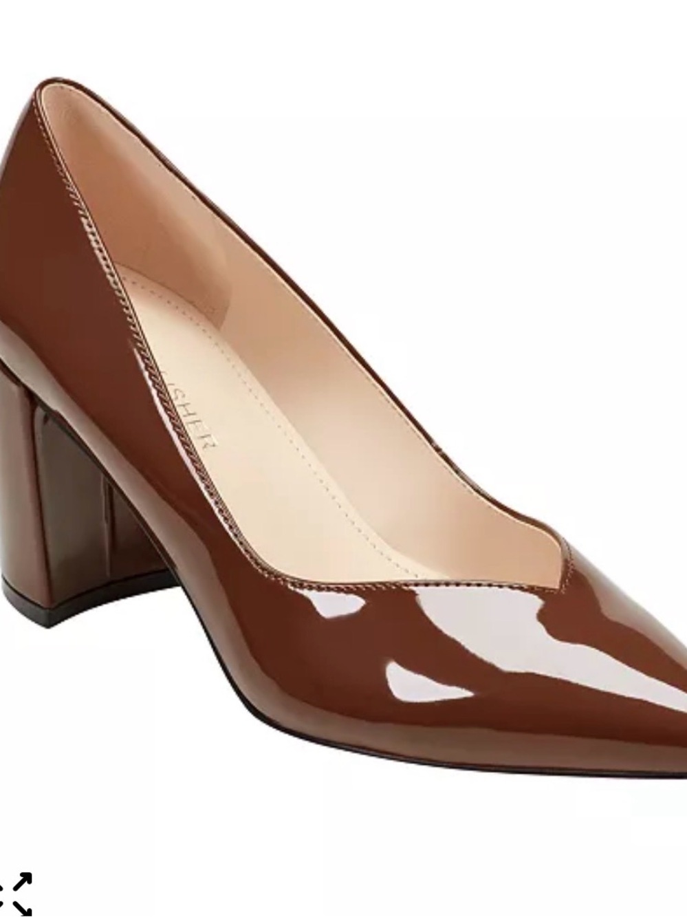 Marc Fisher Glossy Chestnut Pointed-Toe Pumps - Picture 8 of 9
